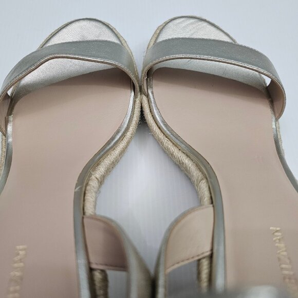 Stuart Weitzman Teddi Wedge Womens 8.5 Metallic Gold Espadrille Sandal NEW - Picture 10 of 13